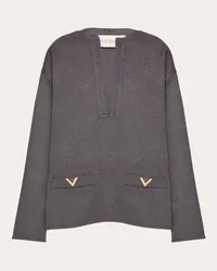 Valentino Garavani TOP IN COMPACT DRAP Donna GRIGIO SCURO Grigio