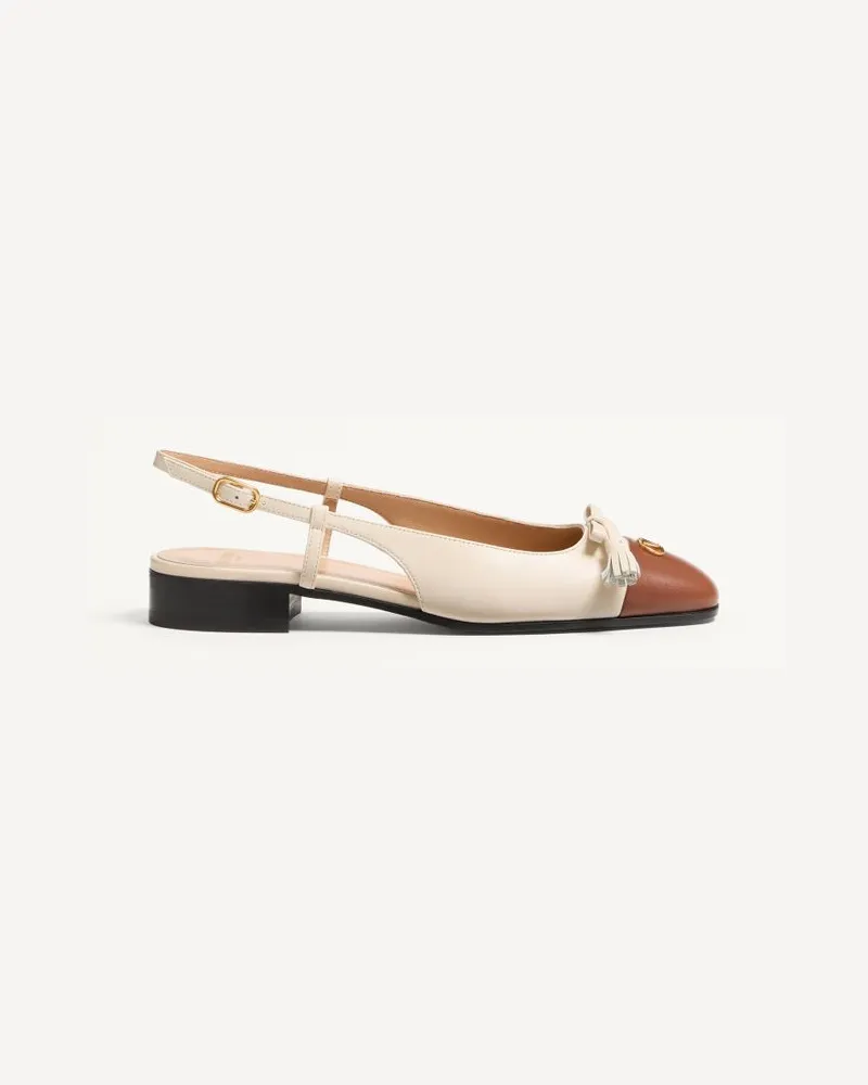 Valentino Garavani Ballerina Slingback Valet Du Roi In Capretto 25Mm Donna BURRO/TABACCO Burro