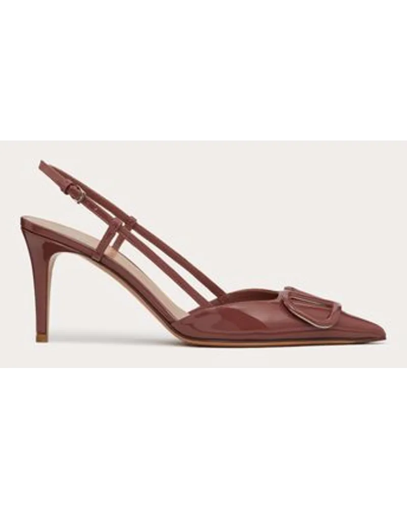 Valentino Garavani Décolleté Slingback Vlogo Signature In Vernice 80Mm Donna MARRONE Marrone
