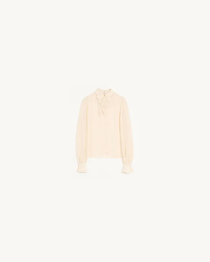 Valentino Garavani Top In Crepe De Chine Ricamato Donna VANIGLIA 40 