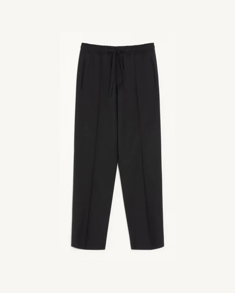 Valentino Garavani Pantalone Valentino in lana con ricamo VLogo Uomo NERO Nero