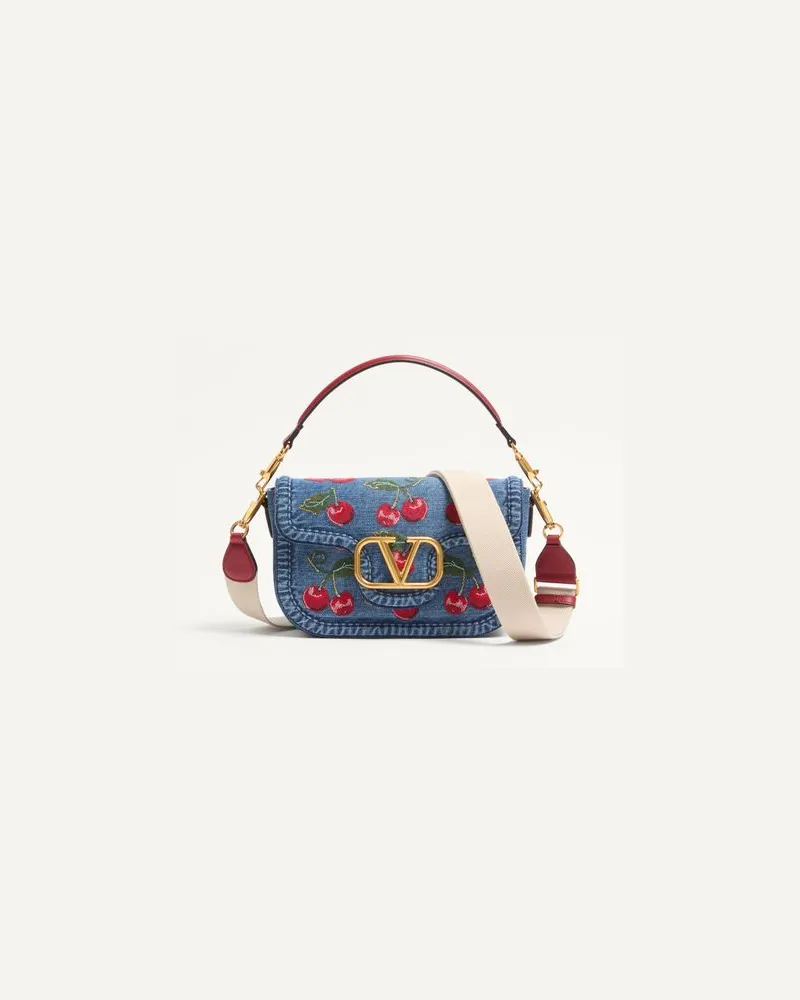 Valentino Garavani Borsa A Spalla Valentino Garavani Alltime In Denim Con Ricamo Cherryfic Donna DENIM/MULTICOLOR UNI 