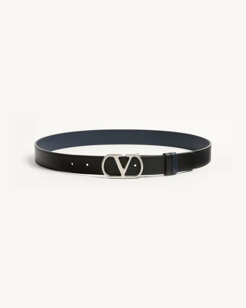 Valentino Garavani Cintura Reversibile VLogo Signature In Vitello Lucido 30 Mm Uomo NERO Nero