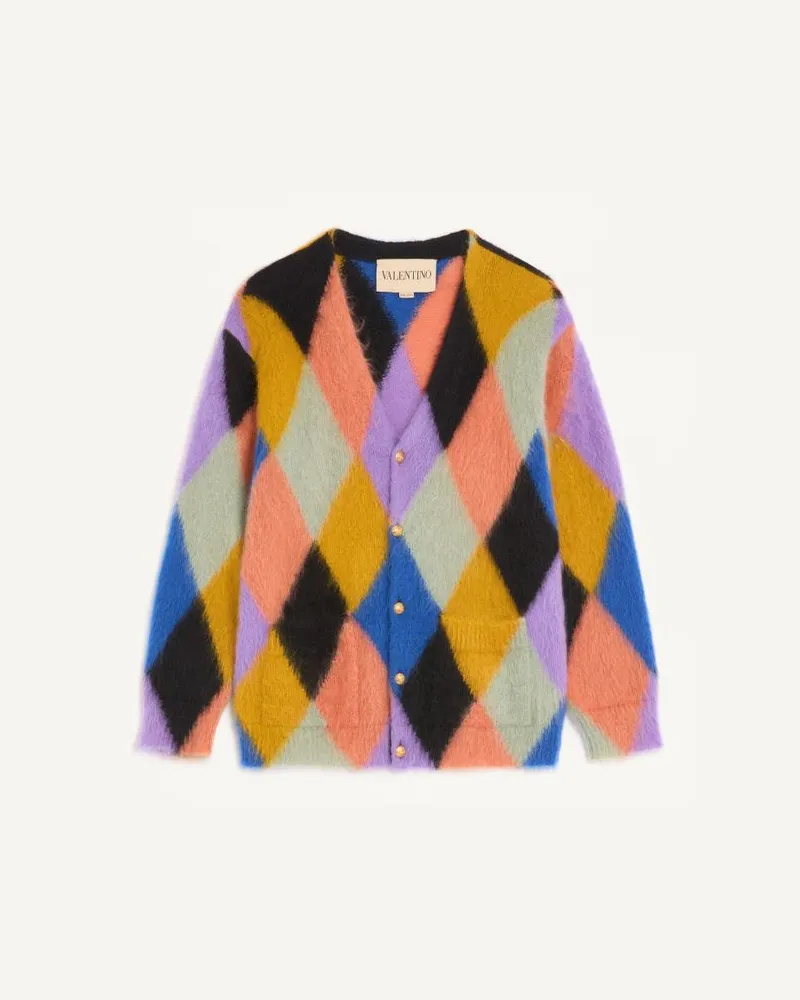 Valentino Garavani Cardigan Valentino In Lana Mohair Con Motivo Rhombelle Uomo MULTICOLOR Multicolor