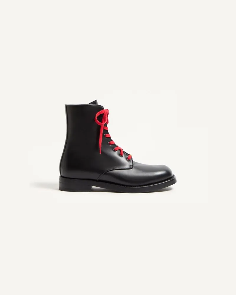 Valentino Garavani Combat Boot Punx In Vitello Uomo NERO Nero