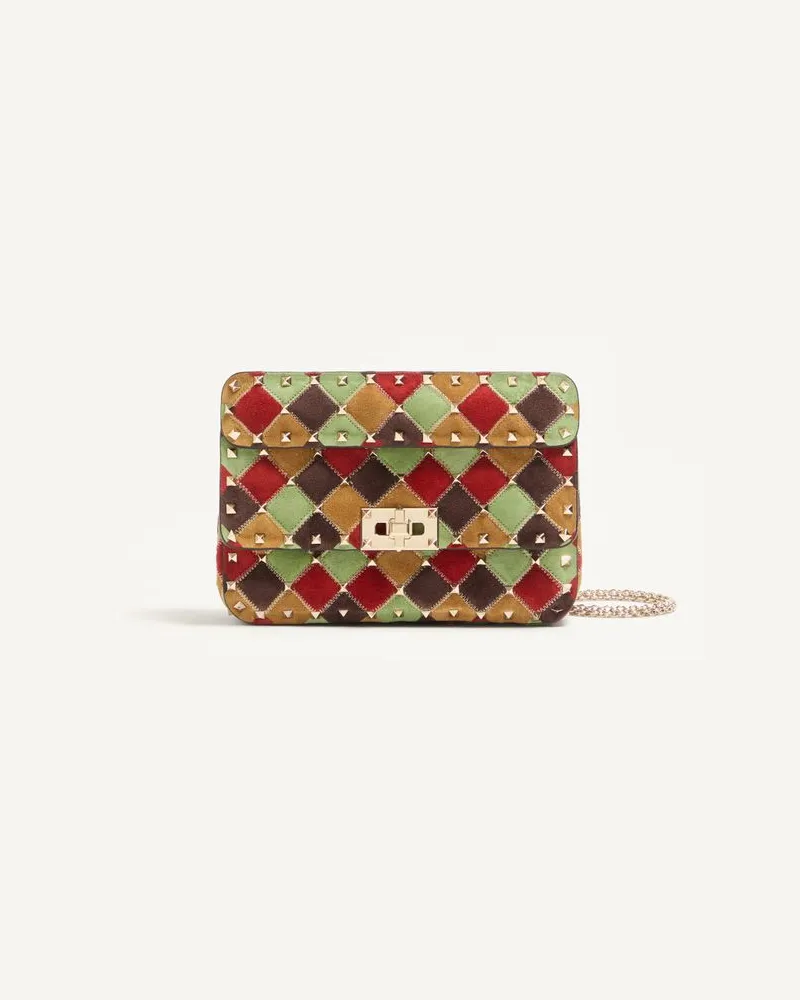 Valentino Garavani Borsa Piccola Valentino Garavani Rockstud Spike In Suede Patchwork Donna MULTICOLOR Multicolor