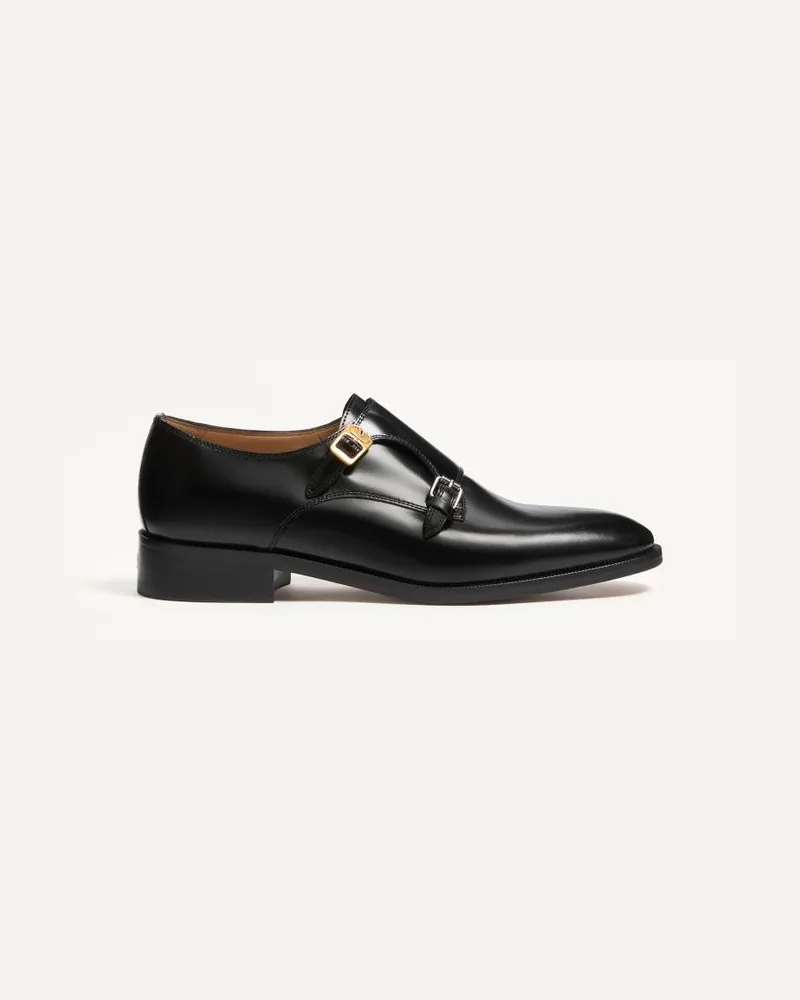 Valentino Garavani Double Monk Strap Pas Des Dieux In Vitello Uomo NERO Nero