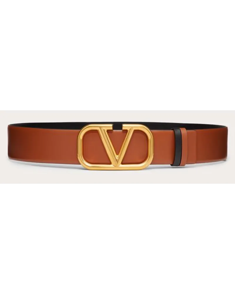 Valentino Garavani Cintura Reversibile Vlogo Signature In Vitello Lucido 40 Mm Donna SELLERIA/NERO Selleria