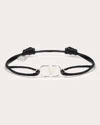 Valentino Garavani BRACCIALE VLOGO SIGNATURE IN COTONE Uomo NERO Nero