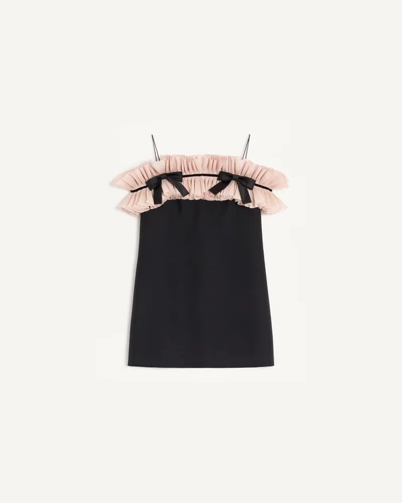 Valentino Garavani Abito Corto In Crepe Couture Donna NERO/ROSA Nero