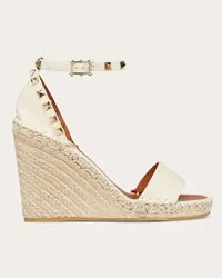 Valentino Garavani SANDALO ZEPPA ROCKSTUD DOUBLE IN VITELLO GRANATO 105MM Donna LIGHT IVORY/LIGHT CUIR Light