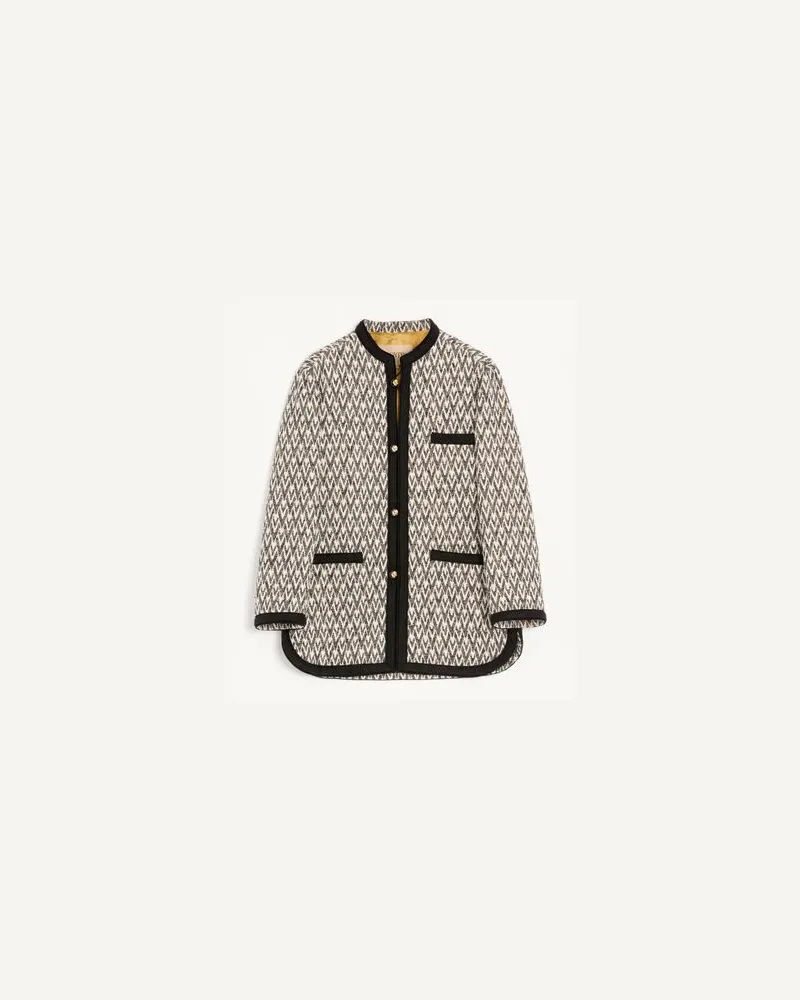 Valentino Garavani Giacca Valentino In Lana Bouclè Con Motivo Jacquard Toute La V Uomo NAVY/BEIGE 46 