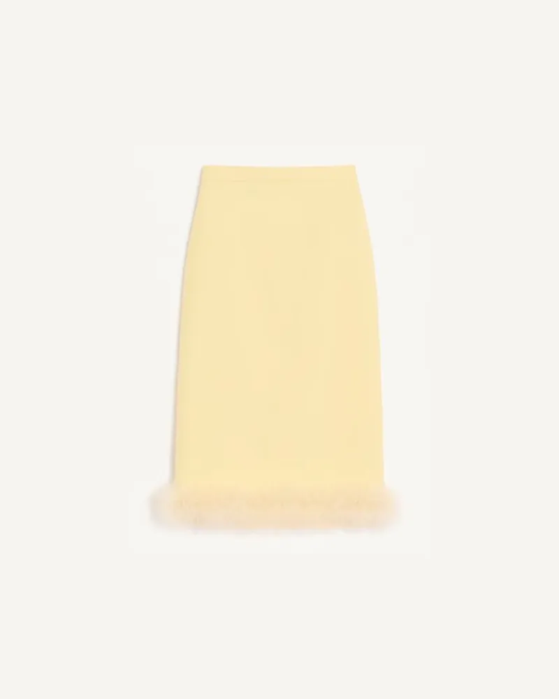 Valentino Garavani Gonna Midi In Crepe Couture Con Piume Donna GIALLO Giallo