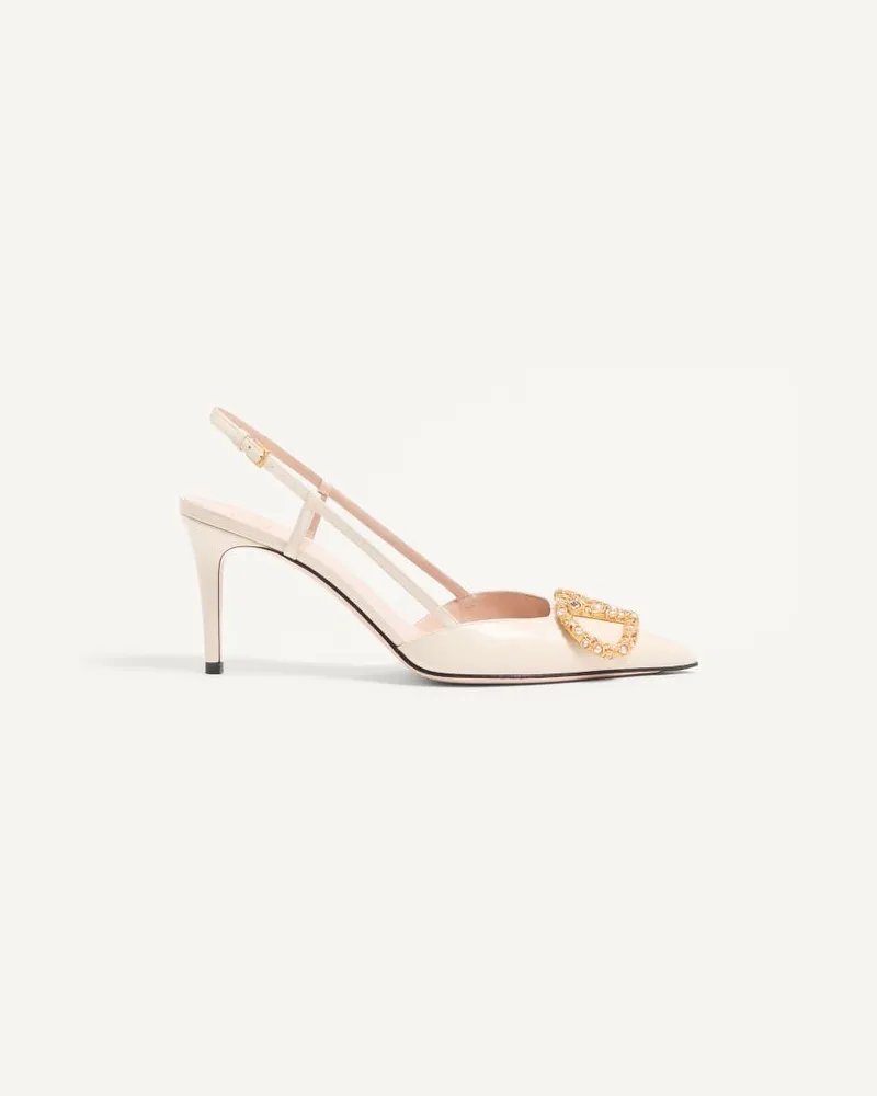 Valentino Garavani Décolleté Slingback VLogo Signature In Vitello Con Logo Gioiello 80Mm Donna AVORIO Avorio