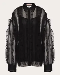 Valentino Garavani CAMICIA  IN ORGANZA RICAMATA Donna NERO Nero