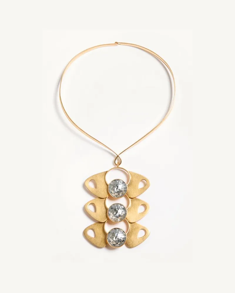 Valentino Garavani Collana Pages in Metallo e Cristalli Donna ORO/CRYSTAL Oro