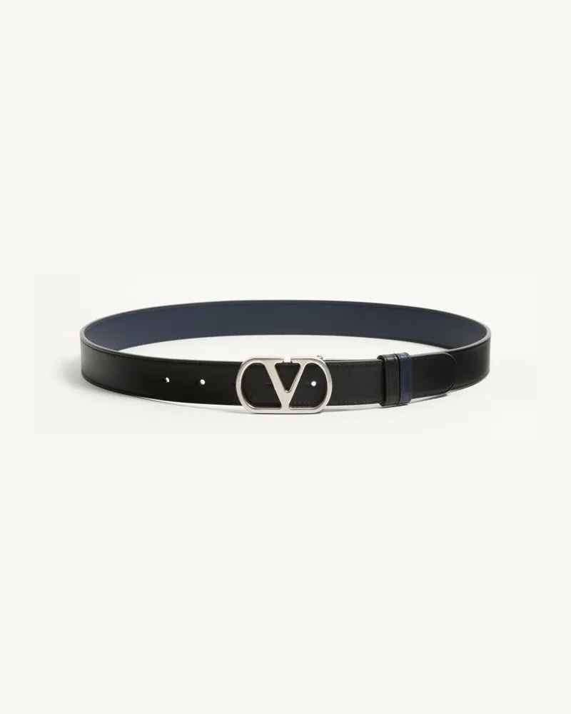 Valentino Garavani Cintura Reversibile Vlogo Signature In Vitello Lucido 30 Mm Uomo NERO Nero