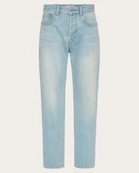 Valentino Garavani PANTALONE IN DENIM CON VLOGO SIGNATURE IMPRESSO Uomo DENIM Denim