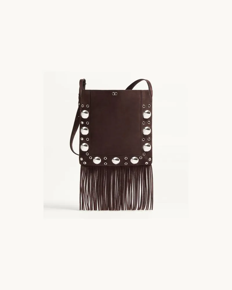 Valentino Garavani Borsa A Spalla Valentino Garavani Nellcôte In Suede Con Frange Donna MARRONE UNI 