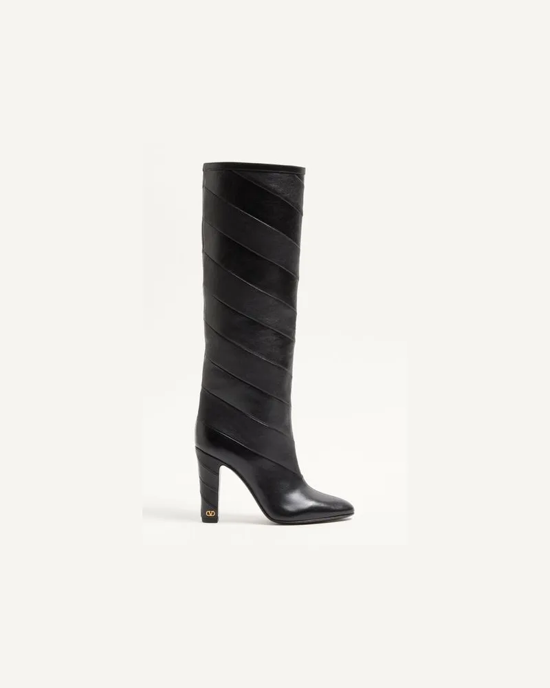 Valentino Garavani Stivale Rayons In Nappa Motivo Chevron 100Mm Donna NERO Nero