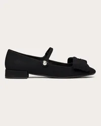 Valentino Garavani BALLERINA MARY-JANE GARAVANI BOWJANE IN TESSUTO CREPE 20MM Donna NERO Nero