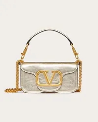 Valentino Garavani BORSA PICCOLA A SPALLA GARAVANI LOCÒ IN VITELLO METALLIZZATO Donna PLATINO Platino