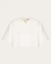 Valentino Garavani TOP IN LIGHT DOUBLE SPLITTABLE GABARDINE Donna BIANCO Bianco