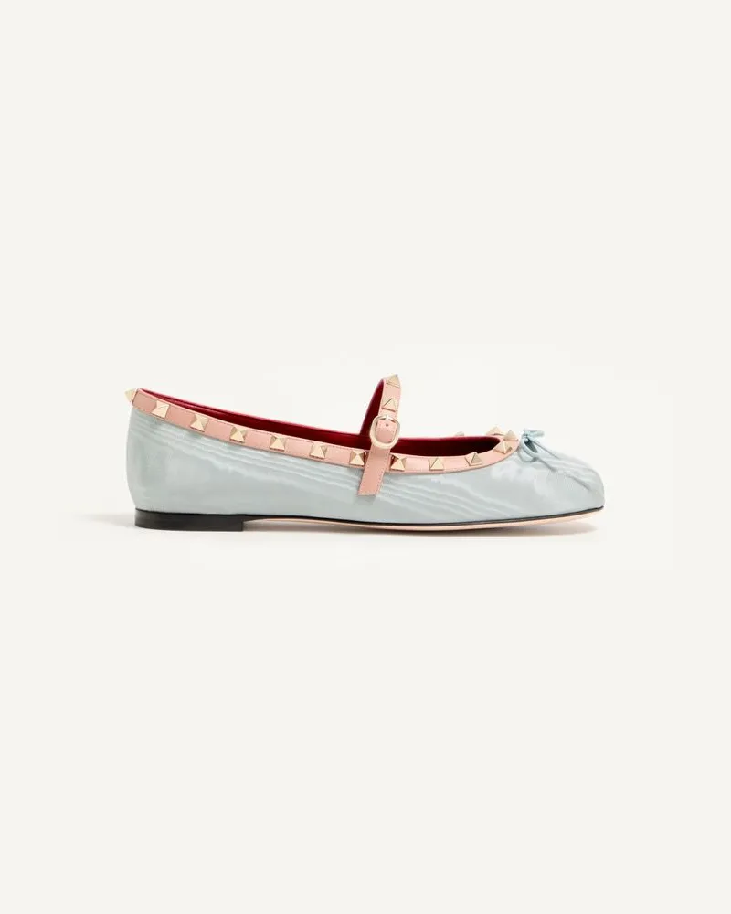 Valentino Garavani Ballerina Mary-Jane Rockstud In Tessuto Moire' 05mm Donna AZZURRO Azzurro