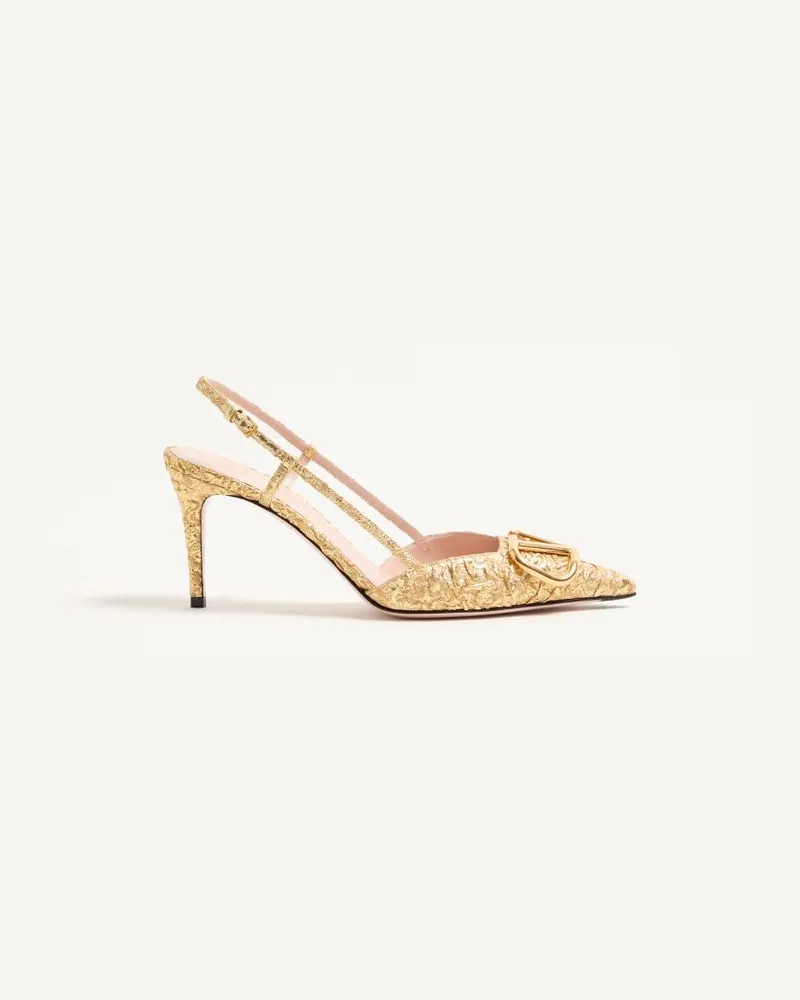 Valentino Garavani Décolleté Slingback Vlogo Signature In Tessuto Jacquard Cloqué 80Mm Donna ORO Oro
