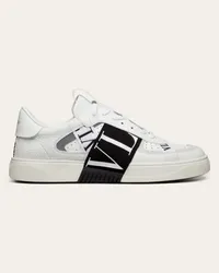 Valentino Garavani SNEAKER LOW-TOP VL7N IN VITELLO E NASTRI Uomo BIANCO/ NERO Bianco