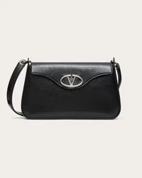 Valentino Garavani MINI BORSA A TRACOLLA VLOGO THE BOLD EDITION IN VITELLO LUCIDO Donna NERO Nero