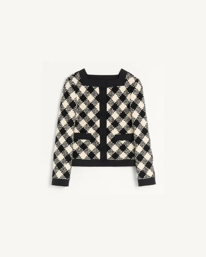 Valentino Garavani Giacca In Damier Tweed Donna BURRO/NERO Burro