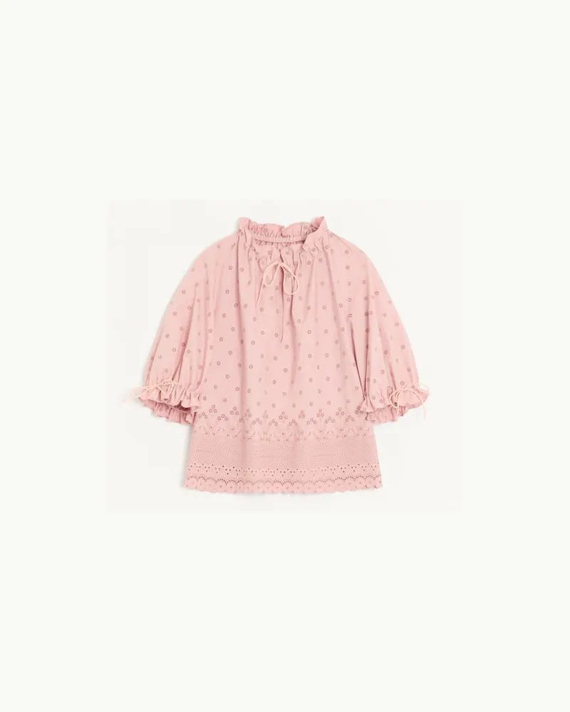 Valentino Garavani Top In Sangallo Fleurs Ajours Margheritine Donna ROSA Rosa