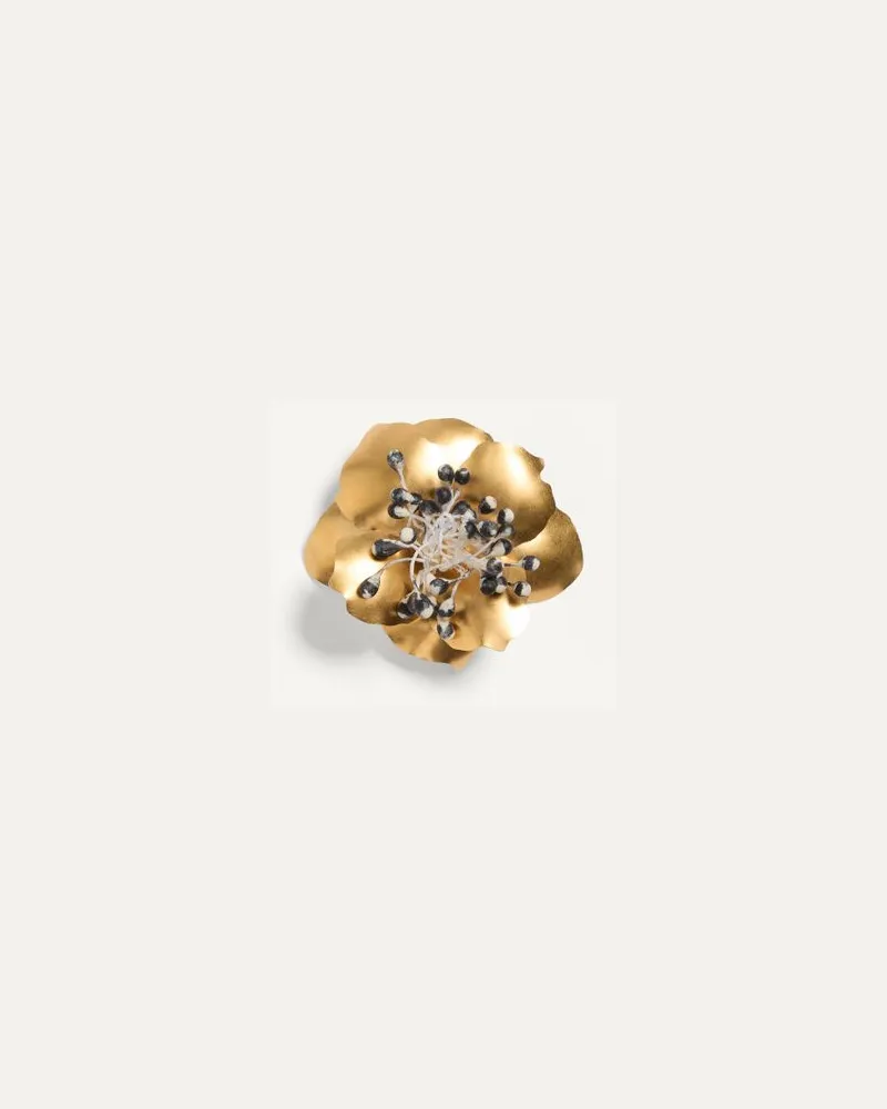 Valentino Garavani Spilla Fleur Lumineuse In Metallo E Tessuto Donna ANTIQUE BRASS Antique