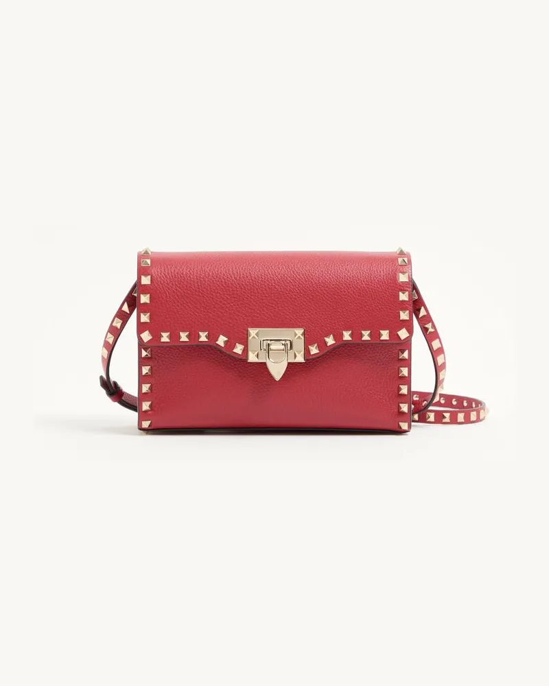 Valentino Garavani Borsa Piccola A Tracolla Rockstud In Vitello Granato Donna ROSSO V Rosso