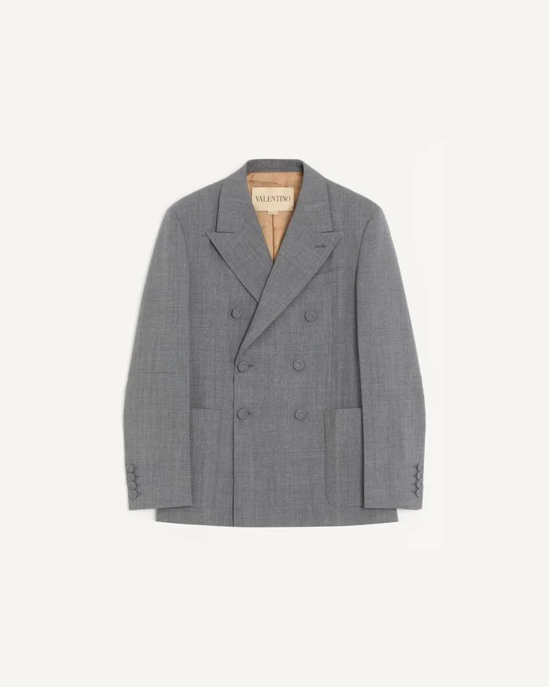 Valentino Garavani Giacca doppiopetto Valentino in lana mouliné con piega da stiro Uomo NERO/GRIGIO Nero