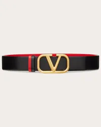 Valentino Garavani CINTURA REVERSIBILE VLOGO SIGNATURE IN VITELLO LUCIDO 40 MM Donna NERO/ROUGE PUR Nero