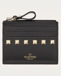 Valentino Garavani PORTACARTE ROCKSTUD IN VITELLO CON ZIP Donna NERO Nero