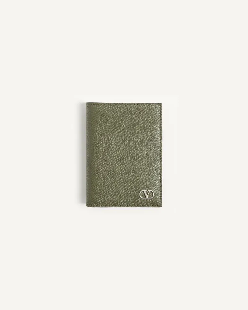 Valentino Garavani Portacarte Valentino Garavani VLogo Signature In Vitello Granato Uomo VERDE MILITARE Verde