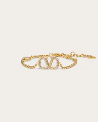 Valentino Garavani BRACCIALE VLOGO SIGNATURE IN METALLO E CRISTALLI SWAROVSKI® Donna ORO Oro