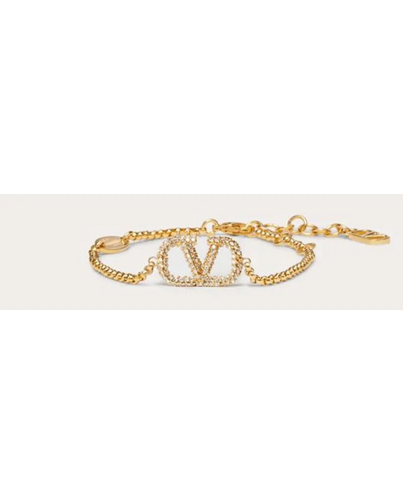 Valentino Garavani BRACCIALE VLOGO SIGNATURE IN METALLO E CRISTALLI SWAROVSKI® Donna ORO Oro