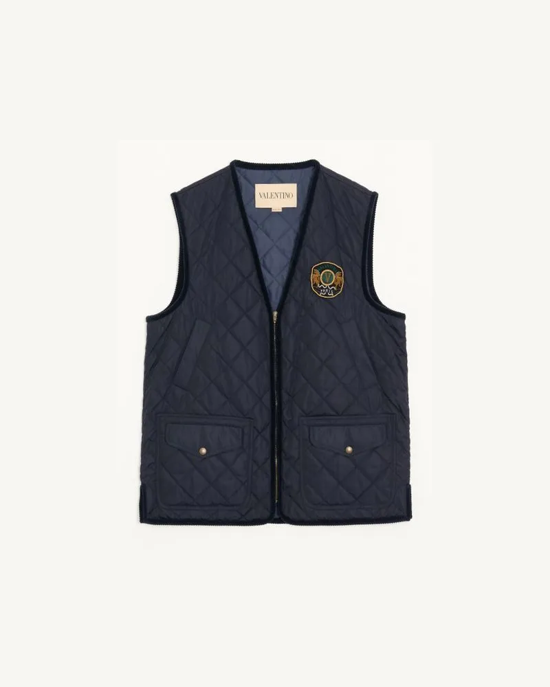 Valentino Garavani Gilet Valentino in nylon leggero con patch Valentino ricamato Uomo NAVY Navy
