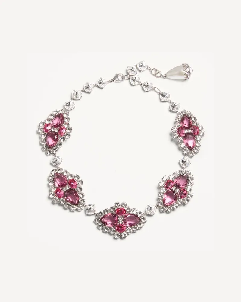 Valentino Garavani Collana Pas Plus In Metallo, Resina, Smalto E Cristalli Donna PALLADIO/CREMA/ROSA Palladio