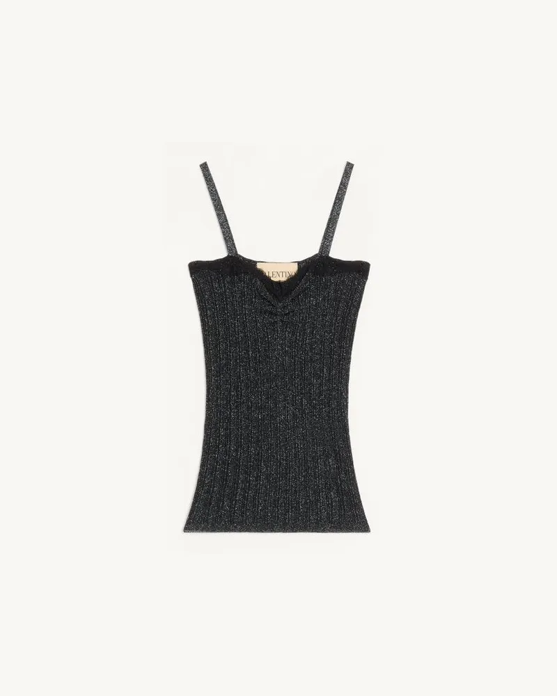 Valentino Garavani Top In Maglia Di Lurex Donna NERO/SILVER Nero
