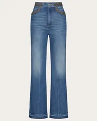 Valentino Garavani PANTALONI IN BLU MEDIO CON RISERVA RICAMATI Donna DENIM Denim