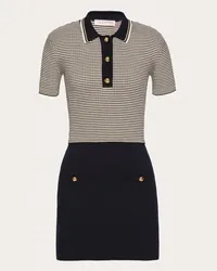 Valentino Garavani ABITO IN COTONE E LUREX Donna NAVY/AVORIO/ORO Navy