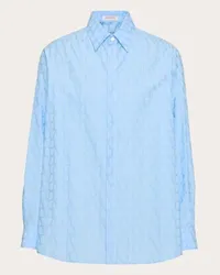 Valentino Garavani CAMICIA IN POPELINE DI COTONE CON MOTIVO TOILE ICONOGRAPHE Uomo CELESTE Celeste