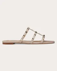 Valentino Garavani SANDALO SLIDER BASSO ROCKSTUD IN VITELLO Donna POUDRE Poudre