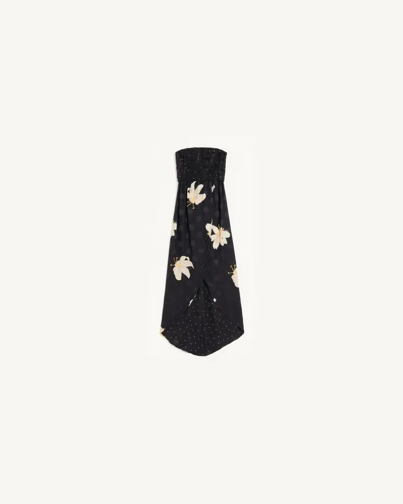 Valentino Garavani Abito Lungo In Crepe De Chine Jacquard Apres L'Hiver Lilium Donna NERO 44 