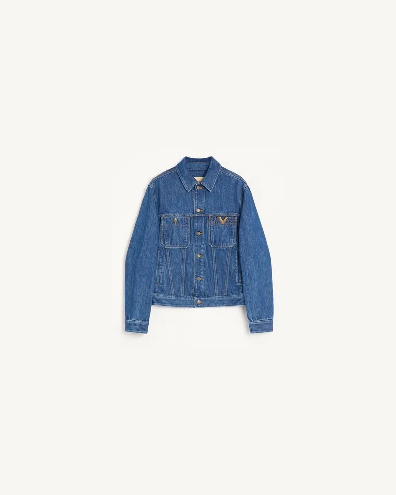 Valentino Garavani Giacca Valentino In Denim Con Vgold Uomo BLU 50 